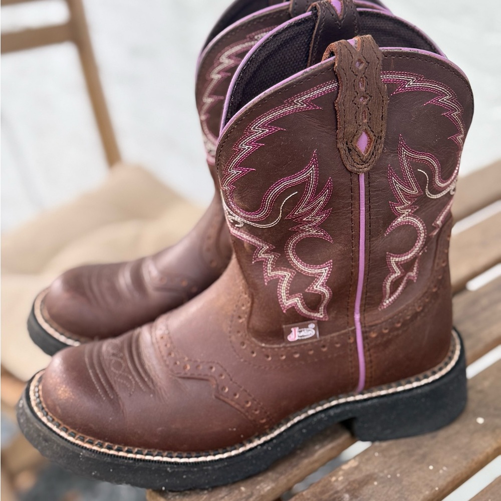 USED Justin Boots WANETTE 8" STEEL TOE WATERPROOF WORK BOOT